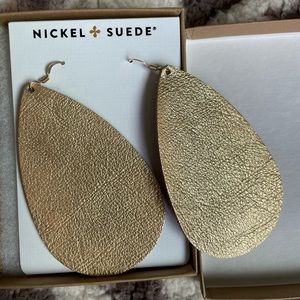 Large soft gold Nickel and Suede earrings